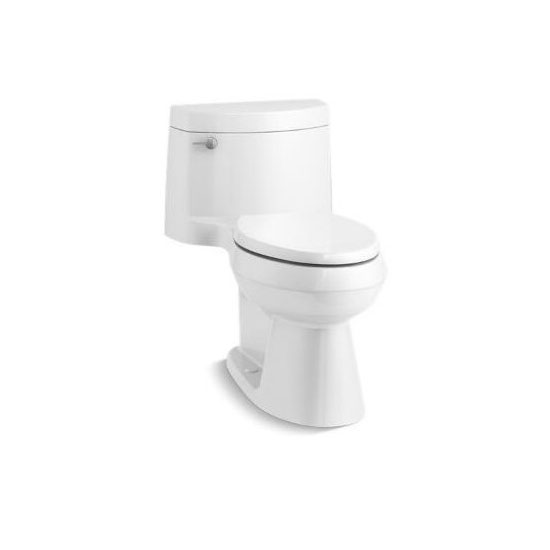 1-Piece Elongated 1.28 GPF Toilet, Left-Hand Lever, White